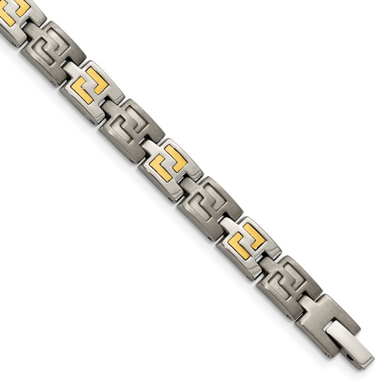 Titanium w/14k Inlay Brushed and Polished 8.5in Bracelet