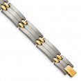 Titanium Brushed and Polished Yellow IP-Plated 8.5in Bracelet