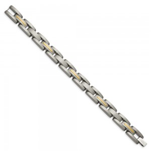 Titanium w/14k Inlay Brushed 8.5in Bracelet