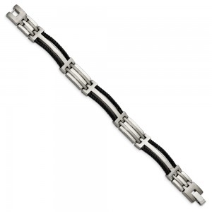 Titanium Brushed and Polished Black IP-plated 8.5in Bracelet