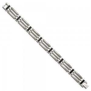 Titanium Brushed and Polished Black IP-plated 8.5in Bracelet