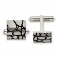 Titanium Brushed w/Black Enamel Cuff Links