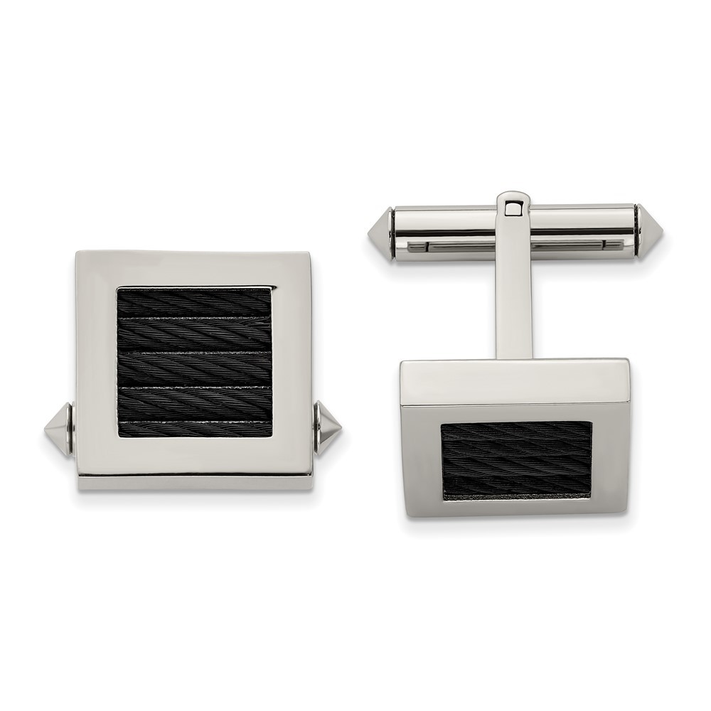 Titanium Polished Black IP-plated Wire Cufflinks