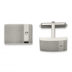 Titanium Brushed and Polished w/CZ Cufflinks