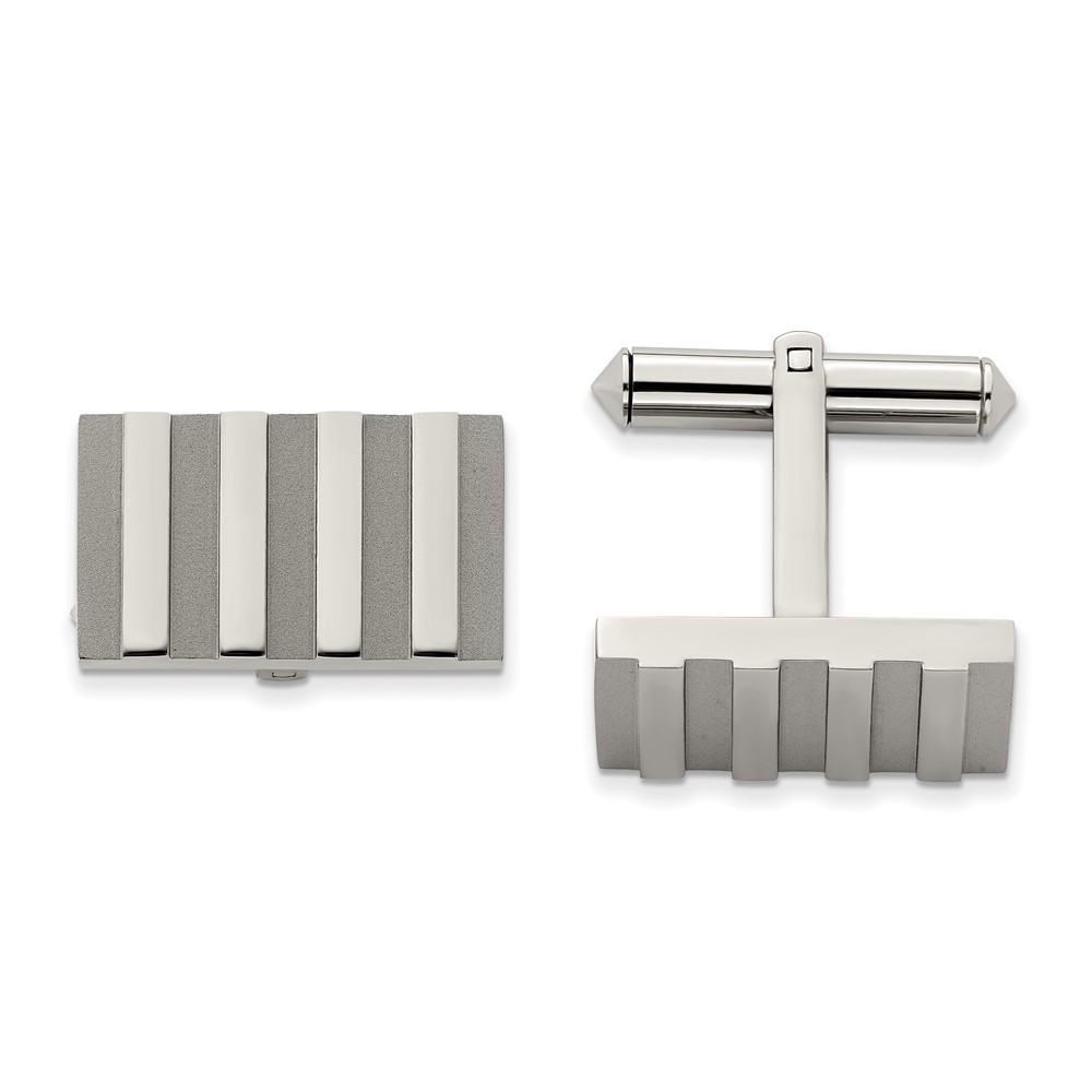 Titanium Brushed and Polished Stripes Cufflinks