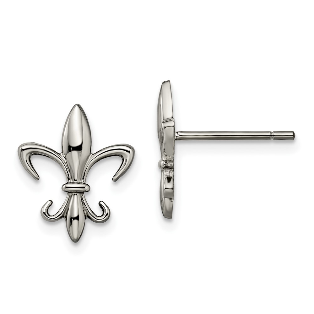 Titanium Polished Fleur de lis Post Earrings