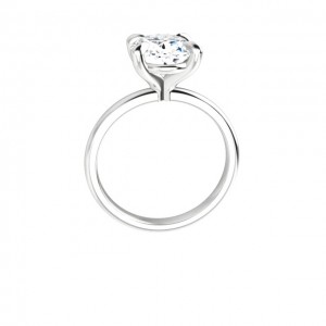 14K White 10x8 mm Oval Solitaire Engagement Ring Mounting