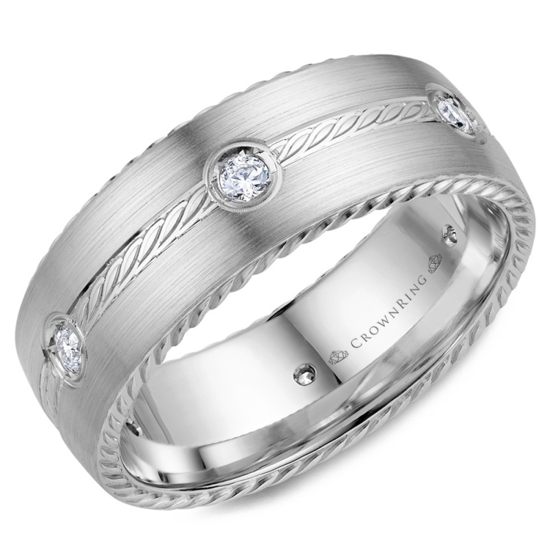 White Gold Wedding Band With Diamonds