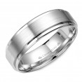 White Gold Wedding Band With Brushed Center