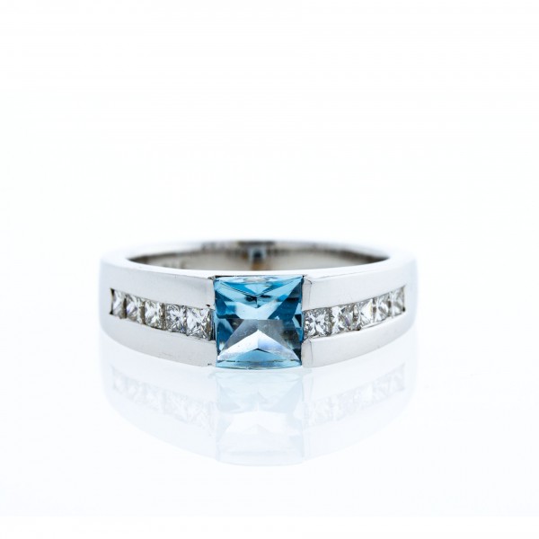 Blue Topaz and Diamond Ring (.50ctw)