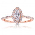 Rm1301m-14k Rose Gold Marquise Cut Halo Diamond Semi Mount Engagement Ring
