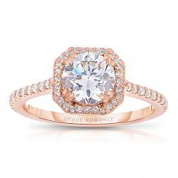 Rm1309rs-14k Rose Gold Round Cut Halo Diamond Semi Mount Engagement Ring