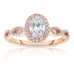 Rm1416cu-14k Rose Gold Cushion Cut Halo Diamond Semi Mount Engagement Ring