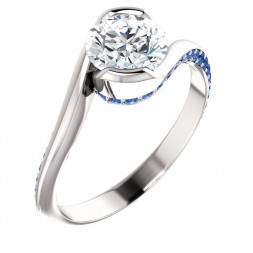 14K White 6.5 mm Round Engagement Ring