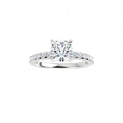 14K White  Round French set Engagement Ring (.42ctw.)