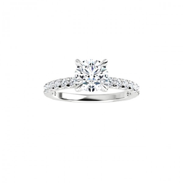 14K White  Round French set Engagement Ring (.42ctw.)